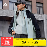 adidas拒水加绒内胆三合一连帽外套男女秋冬阿迪达斯官方轻运动   质感灰   XL