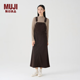 MUJI女式 灯芯绒 背带裙中长款连衣裙半身裙女秋款裙子美拉德BE10CC3A 深棕色 XL （165/74A）