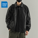 真维斯（Jeanswest）复古秋冬季新款皮衣外套男PU皮教练飞行员夹克美式休闲宽松机车服 JK80黑色 L