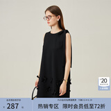 范思蓝恩花梨裙 无袖设计感气质A字连衣裙夏装新款韩版系带蝴蝶结 黑色 XL