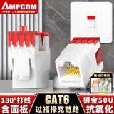 安普康（AMPCOM）网络面板带六类模块 单口千兆CAT6类网线插座 RJ45非屏蔽镀金水晶头180°打线网口 白色AC6811WH