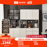 林氏家居原林氏木业现代简约靠墙餐边柜家用厨房收纳储物立柜酒柜子 【月牙白+灰色】餐边柜+4T餐边柜