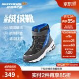 Skechers斯凯奇儿童绒绒靴雪地靴保暖男童棉鞋防寒加绒高帮女童靴660092L 男童/黑色/蓝色/BKBL 30
