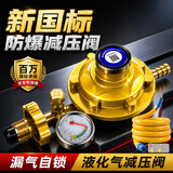HAOALL液化气防爆减压阀新国标安全阀自动关闭低压阀煤气罐燃气灶阀门 家用带表防爆减压阀+1.5米防爆管