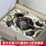 名壶秋月 宜兴紫砂壶原矿老紫泥名家纯全手工茶壶功夫泡茶壶茶具悟道西施 1壶送4杯套装