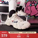 FILA 斐乐猫爪鞋4代女鞋老爹鞋情侣运动鞋复古时尚休闲鞋网面透气 【女款】古白色/白天鹅-AW 37.5