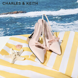 CHARLES&KEITH缎面蝴蝶结尖头高跟凉鞋女生日礼物送女友CK1-60361556 Light Pink浅粉色 41