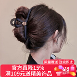 向晚发夹发卡女复古法式山茶花抓夹女鲨鱼夹盘发发夹生日礼物送女友
