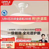 欧普照明（OPPLE）风扇灯护眼全光谱智控LEDRa95餐厅护眼卧室灯36寸 冰风白