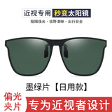 百飒高清偏光太阳镜夹片近视男女情侣款开车夹片司机驾驶镜墨镜夹片 墨绿片