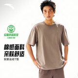 安踏休闲短袖t恤男棉感夏季简约纯色圆领运动打底衫宽松情侣上衣女啊