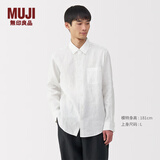 MUJI男式 汉麻水洗 长袖衬衫 男士衬衣外套上衣男款夏季 男装AC218A5S 白色 S (165/84A)