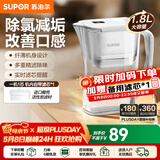苏泊尔（SUPOR）净水器家用滤水壶自来水家用过滤器多重精滤滤芯寿命提醒一芯四芯六芯可替换滤芯净水壶 J-UF01 【白色款】一机一芯 净水壶