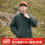 拓路者户外抓绒衣男立领冬季加绒加厚内胆摇粒绒外套团购中老年春装大码 墨绿色-加厚长绒 M