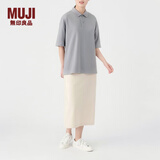MUJI女式 凉感珠地网眼POLO衫 休闲百搭 纯色 BBE91C3S 灰色 S-M