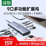 绿联Type-C扩展坞HDMI转接头4K60Hz拓展坞投屏千兆网口读卡USB3.0适用Macbook Air2025华为联想苹果