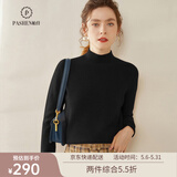 帕什秋冬上新加厚半高领纯色羊绒衫女35%山羊绒针织毛衣 SH-349 黑色 L