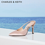 CHARLES&KEITH质感链条尖头高跟凉鞋子女鞋生日礼物送女友CK1-60280377 Beige米色 40 (255)
