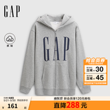GAP男女装春款logo印花抓绒宽松运动连帽衫卫衣786920 灰色 XL (180/100A)亚洲尺码【偏大,建议拍小一码】