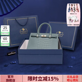 皮尔保罗（PIERPOLO）女士手提包包2026新款女包头层牛皮大容量斜挎包520情人节礼物 灰蓝色【高档礼盒】