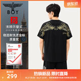 BOY LONDON【金翼凌云】春夏情侣款潮牌男女简约纯棉短袖T恤N01909 黑色 （黑金） M