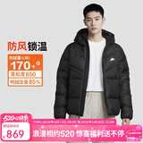 耐克NIKE男冬季短款连帽羽绒服 运动防寒外套 WR系列DV1132-010黑XL