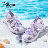 迪士尼（Disney）儿童包头凉鞋女童户外夏季凉拖鞋透气沙滩鞋 淡紫 34
