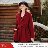 香影双面呢羊毛大衣女2025冬季新款呢子中长款高级感白色毛呢外套 红色 L 165/88A/110-125斤
