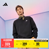 adidas情侣款休闲抓绒圆领长袖卫衣套头衫男女秋季阿迪达斯轻运动   黑色/白   L