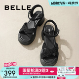 百丽（Belle）满钻条带繁星休闲凉鞋女商场款厚底凉鞋A9S2DBL4 黑色 39 (245mm)