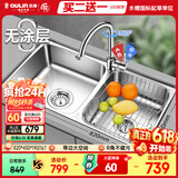 欧琳（OULIN）厨房水槽双槽洗菜盆双槽0涂层SUS304不锈钢加厚洗碗槽左右任选