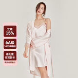 珊目尔【情人节礼物】6A级100%桑蚕丝吊带裙真丝睡衣女性感家居服肚兜 淡粉色-裙袍套装 L (165)适合105-115斤穿着