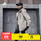adidas拒水加绒内胆三合一连帽外套男女秋冬阿迪达斯官方轻运动   浅褐   XL