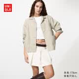 优衣库棉麻工装茄克女装男装/外套夹克通勤休闲百搭482273 486048 482273/30浅米色 3XL