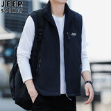JEEP SPIRIT吉普马甲男春秋户外外套休闲加绒两面穿上衣坎肩男装 宝蓝 XL