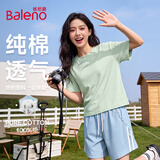 班尼路（Baleno）纯棉短袖T恤女2026夏季新款简约风宽松休闲小个子短款百搭上衣