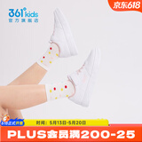 361°儿童板鞋男童小白鞋轻便魔术贴耐磨女童滑板鞋网孔小童板鞋男女 【四季皮革】361度白/甜心粉色 37