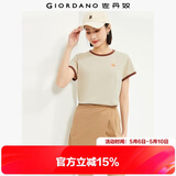 佐丹奴T恤女装纯棉刺绣撞色边甜美元气少女圆领短袖t恤女05322395
