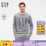 盖璞（GAP）男女装春款印花logo抓绒圆领卫衣合身上衣美版 灰色 645634 M 美码 L亚洲码180/96A 【偏大，建议拍小一码】