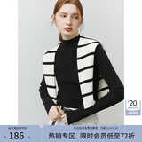范思蓝恩22FS4132半高领打底衫女秋冬修身内搭叠穿长袖针织衫上衣 黑色 XS