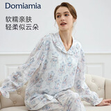DOMIAMIA花边领月子服纱布家居服孕妇装春夏透气外穿产后睡衣套装绒兔L