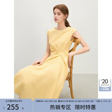 范思蓝恩设计感收腰显瘦连衣裙女夏季2025新款无袖中长款裙子2300 布丁黄 XL