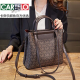 卡帝乐鳄鱼（CARTELO）大容量女包包新款潮真皮斜挎包女百搭ins2025单肩包经典时尚手提 咖啡色