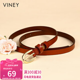 viney牛皮女士皮带简约百搭腰带女高颜值针扣细裤腰带装饰裙带生日礼物