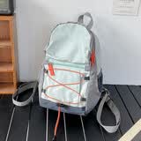梵昇昱户外双肩包轻便旅行包撞色登山包野餐复古小书包轻薄徒步小背包女 薄荷绿轻便双肩包【小号】