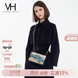 VANESSA HOGAN VH女包深海系列方包牛皮轻奢斜挎包刺绣单肩包包生日礼物送女友 海蓝色