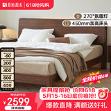 原始原素全实木床现代简约主卧双人床纯实木榫卯大床L701D 高体-黑胡桃色1.8床+床垫10cm 大板床