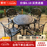 紫叶（ziye） 户外桌椅 庭院铸铝桌椅 花园阳台室外组合 休闲餐桌铁艺烧烤桌椅 经典款【D90圆桌+4椅】配坐垫