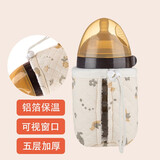 适用世喜奶瓶保温套婴儿不插电冬240 300 加厚胀气ppsu硅胶保暖袋 开窗小象【硅胶240ml+可视窗口+铝箔保