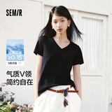 森马（Semir）凉感T|短袖T恤女夏纯色V领正肩吸湿速干抑菌2026上衣109326100002